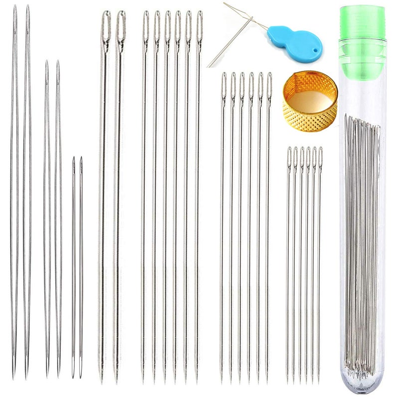 Y-Axis 26 Pcs Assorted Beading Needles Including 6 Pcs Big Eye Beading Needles + 20 Pcs Long Straight Beading Thread Needles with Needle Bottle - Image 1